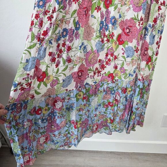 Kensie Floral Maxi Tank Dress Tiered  Viscose Cottagecore Fairy Gypsy Hippie XL - Picture 10 of 14